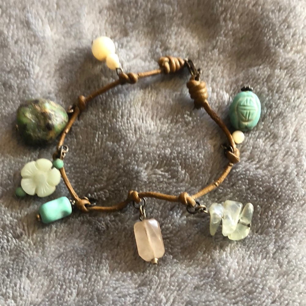 Mixed Stones Leather Bracelet